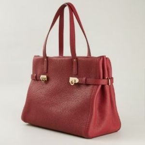 SOLD - FERRAGAMO Nencia Leather Tote in Red
